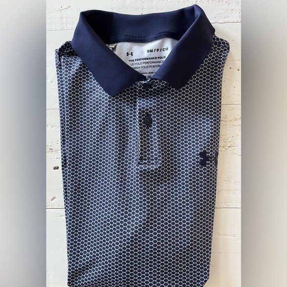 UNDER ARMOUR The Performance Polo Blue & White Size Small - Picture 1 of 4